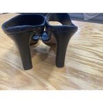 Vince  Vero Cuoio Quinn Women 11M Black Leather Slip-On Open Toe Block Heel Mules Photo 5