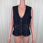 Bisou Bisou Women's Y2K Denim Jean V-Neck Vest Size Large Blue Photo 8