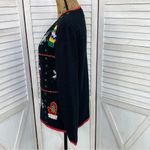 Cherokee Vintage  Embroidered Beaded Holiday Cardigan Sweater Black Multi Small Photo 1