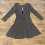 Free People  Heartstopper Mini Dress Black Gray Tweed Knit V-Neck Long Sleeve Photo 1