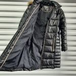 Gallery Womens Puffer Coat Small Black Hooded Faux Fur Full Zip Winter Outerwear Photo 3