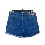 Levi's  Shorts Womens Size 30 Dark Wash Blue Denim Mid Length Roll Up Distressed Photo 1