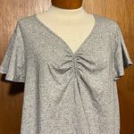 Lee Woman's Grey Plus Size Vneck Chic Casual Formal Blouse Size 1XL Photo 1