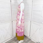 Loft  Silk Ikat Tribal Print Maxi Dress Sundress Pink Cream Size 2 Photo 2