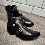 Matisse Neil Studded Buckle Ankle Boots Women's Black Pointed Moto Booties 6M Size 6 Photo 2