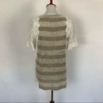 AReve Top Small Lace V Neck Short Sleeve Cottagecore Boho Tan Photo 4