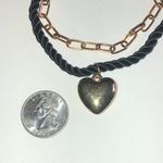 Gold Tone Heart Pendant Fabric Chain Boho Bracelet Photo 3
