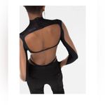 MUGLER Panelled Long Sleeve Illusion Mesh Cut Out Bodysuit Top, Size 44. $975 Black Photo 1
