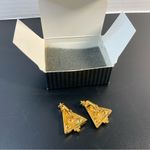 Vintage 1992 AVON Gold atone Tree Dangle Clip Earrings w/original box Photo 2