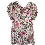 Discreet Floral Print Multicolored Short Sleeve Open Shoulder Size XL Top Photo 3