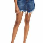 Free People NWT  “Mountain Blue” Denim Frayed Hem Skirt Size 24 Photo 0