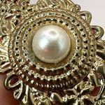 Gold tone faux pearl vintage filagree hair clip Photo 3