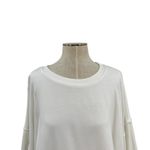 Free People  Trish Sweatshirt Cotton Cropped Balloon Sleeve White Size‎ Medium Photo 3