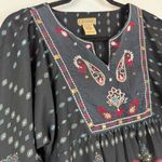Art And Soul Top Women Small Black Red Paisley Split Neck Long Sleeve Tunic Boho Photo 3