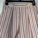 ZARA TRF Collection  Stripe Wide Leg Tan/Dark Red Pants Size XS EUC #5834 Photo 2