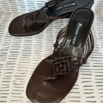 Etienne Aigner  Catskill brown leather wedge sandal‎ macrame size 7.5 Photo 0