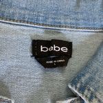 Bebe Light Blue Denim Jacket with Black Sleeve Accents Photo 4