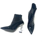 Saint Laurent OPYUM Black Patent Leather Pull On High Heel Ankle Boots Sz 10 Photo 4