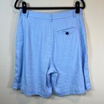 Maeve Anthropologie  The Avery Pleated Trouser Shorts Blue  Linen Blend Bermuda 8 Photo 7