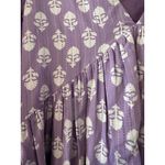 LIVRO Women's Purple Floral Cotton Midi Dress XS Puff Sleeve V Neck Oversized Photo 5