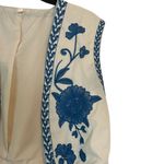 Amazon Like Zara Vest  Cream Blue Floral Embroidered Bohemian Western Vest Size M-L Photo 1