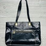 Vintage Marino orlandi large black leather tote bag purse laptop designer gold h Silver Photo 8