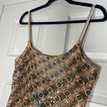 Free People NWT Intimately  Peach/Black/Gold Full Crochet/Sequin Mini Dress Med Photo 2