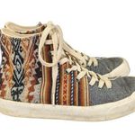 Inkkas London Sky High Top Shoe Sneakers Southwest Western Canvas Women's Size 7 Blue Photo 0