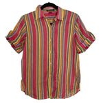 Ralph Lauren Lauren  100% Linen striped short sleeve blouse small Photo 7