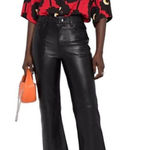 Maje Womens Perry Leather Straight Leg Flared Crop Pants US 0 Black FR 34 -Flaw- Photo 0