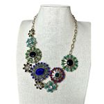 J. Crew HTF Statement Cluster Medallion‎ Gold Tone Necklace 22" Colorful Stones Photo 1