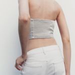 ZARA SALE ‼️ NWT RHINESTONE SATIN EFFECT STRAPLESS TOP Photo 3