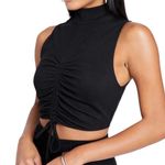 Bebe NWT Women's Two Piece Shirred Knit Dress in Black Size Large Photo 1