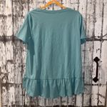 SheIn Teal blue high low ruffle bottom top Photo 3
