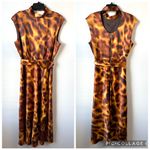 Tahari ASL Tortoise Shell Printed Midi Dress 10 Brown Photo 2