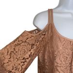 White House | Black Market Blush Pink Lace Cold Shoulder Fringe Trim Top NWOT XS Photo 3