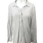 Banana Republic Women's Linen White Gray Striped Button Down Shirt Top Sz XXL Photo 0