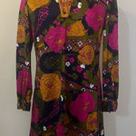 Vintage 70s Act 1 Groovy Flower Power Psychedelic Mini Dress M Pink Size M Photo 0