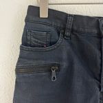 Diesel Womens Black High Waisted De-Shozip Raw Hem Zipper Pocket Moto Shorts Photo 4