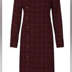 Sita Murt  Deep Burgundy Merlot Asymmetrical Long Sleeve Shirt Dress Plaid EU40 Photo 4
