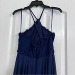 Lulus Lulu’s womens halter neck criss cross back lace top maxi dress blue medium Photo 3