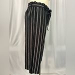 J. Jill Black & Gray Stripe Wide Crop Paper Bag Waist Pants (1063) Size L Photo 3
