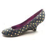 OH DEER! GRAY LEATHER "LADY IN WAITING" GOLD POLKA DOT HEELS (8) Photo 3