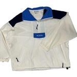 Columbia  Windbreaker Half Zip Blue‎ Cream Mens Size L Vintage Blue White Light Photo 0