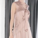 Burberry Antique Taupe Pink 100% Silk Tie-neck Midi Dress NWOT Photo 6