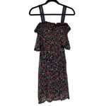 The Kooples  Off Shoulder Black Rose Print Dress Elastic Waist Women’s Size 2 Photo 1