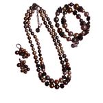 Designer multi strand pearlized bead necklace set Silver Photo 0