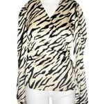 VICI Zebra Print Satin Wrap Blouse Long Sleeve Surplice Top Size Small Photo 0