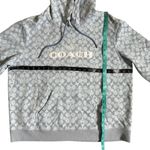 Coach Womens Signature Hoodie Size Large Blue Organic Cotton All Over Comfy Cozy Photo 3