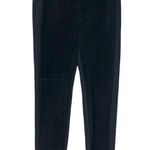 Ecru Black Faux Suede Leather Ponte Slim Leg Ankle Pants Women's Size Large Photo 1